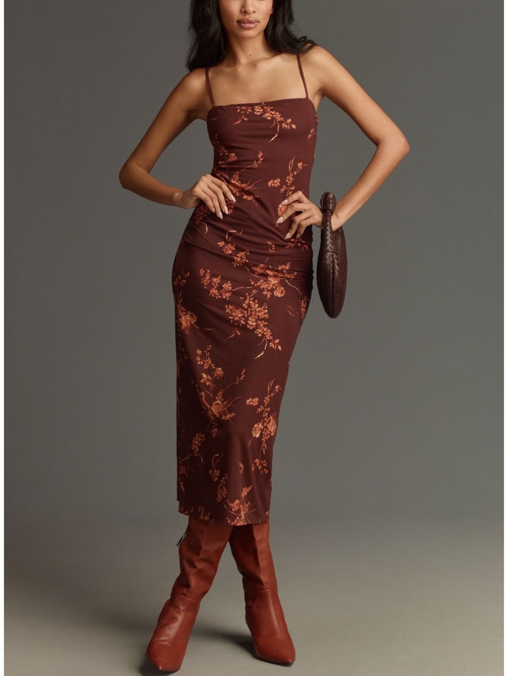 Reformation Burgundy Floral Cowl Slip Maxi Dress